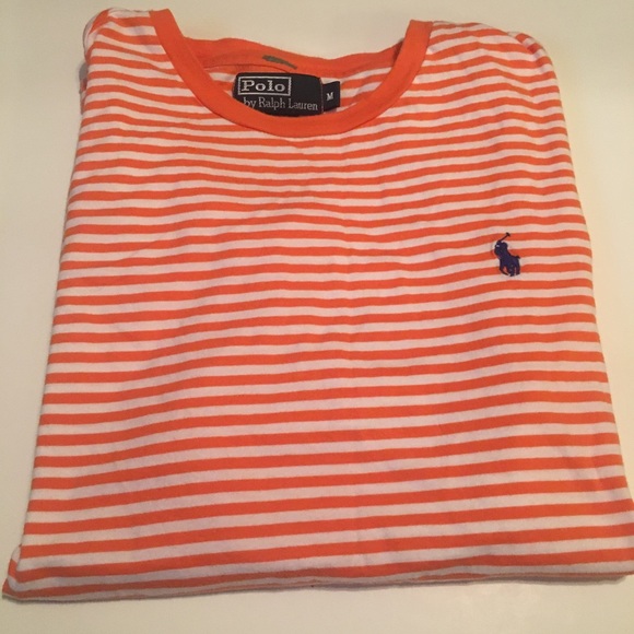 Orange and White Stripped Ralph Lauren polo - Picture 1 of 3